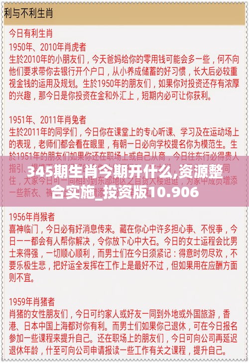 345期生肖今期开什么,资源整合实施_投资版10.906